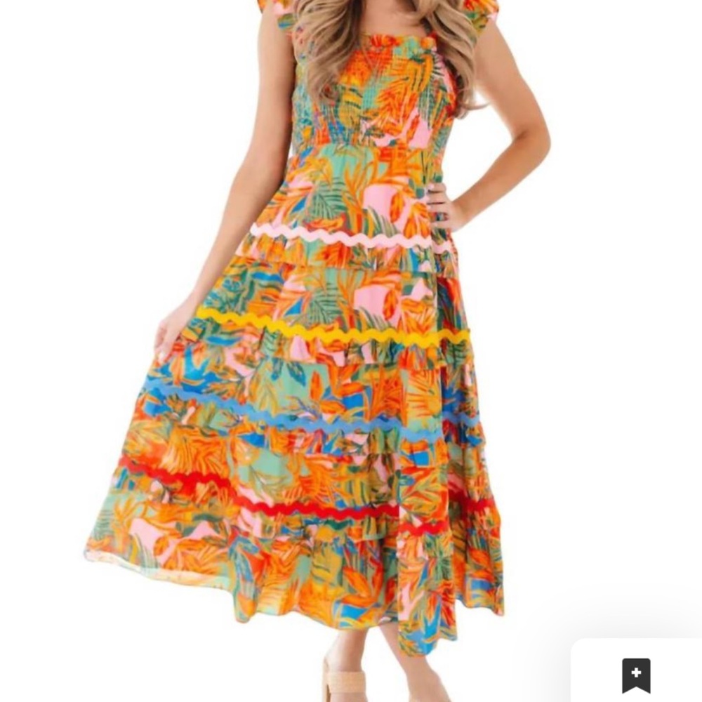 Tropical Multicolor Midi Dress